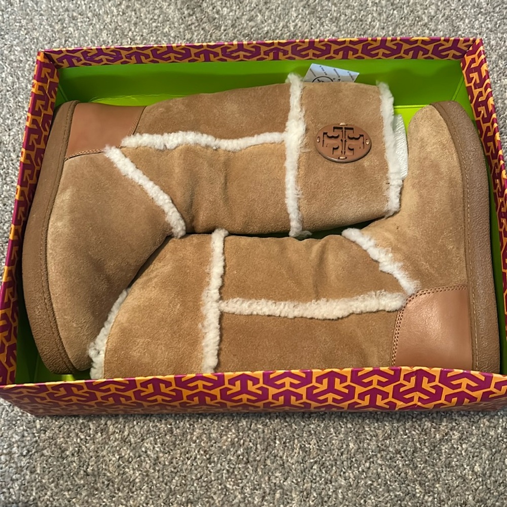 Tory Burch Amelie Shearling suede boots